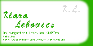 klara lebovics business card